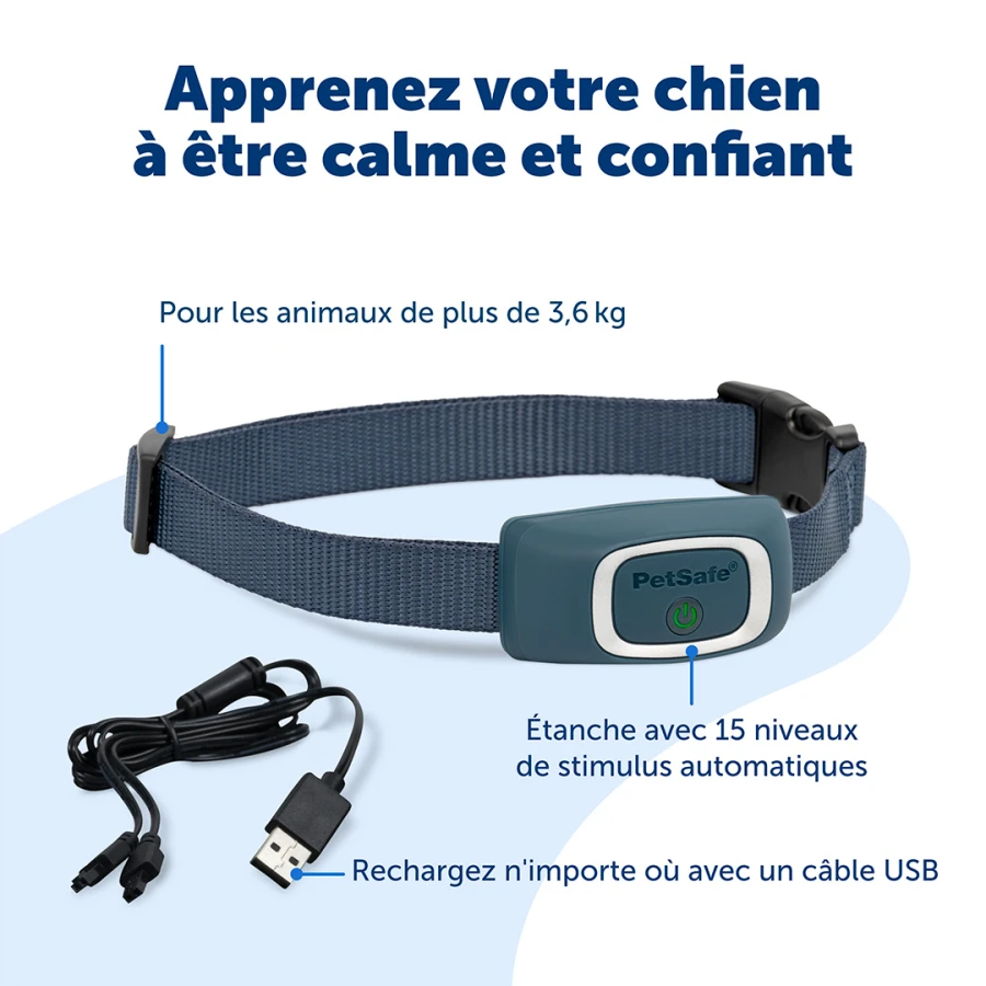 Collier antiaboiement rechargeable