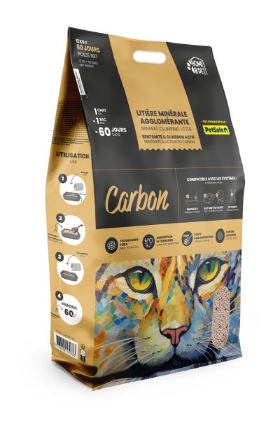 LITIERE AGGLOMERANTE CARBON - 350% -12KG HP6082